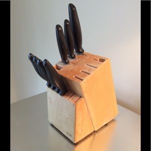 MSE 7 Piece Knife Set with Wooden Block (14 Slot)